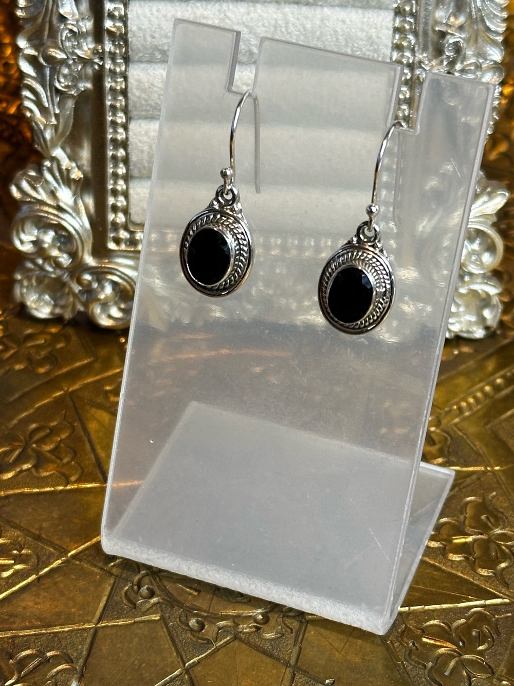 Black Onyx Sterling Silver S925 Dangle Earrings